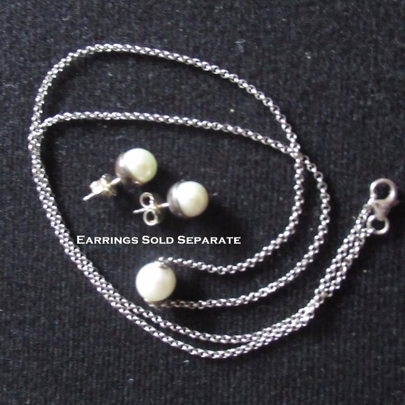 8mm Floating Pearl, Necklace, 19.5", 925 Silver Cable Chain, - Picture 9 of 9